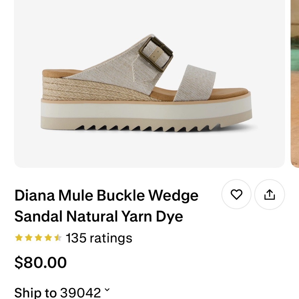 TOMS Women's Tan Buckle Sandals - Picture 5 of 5